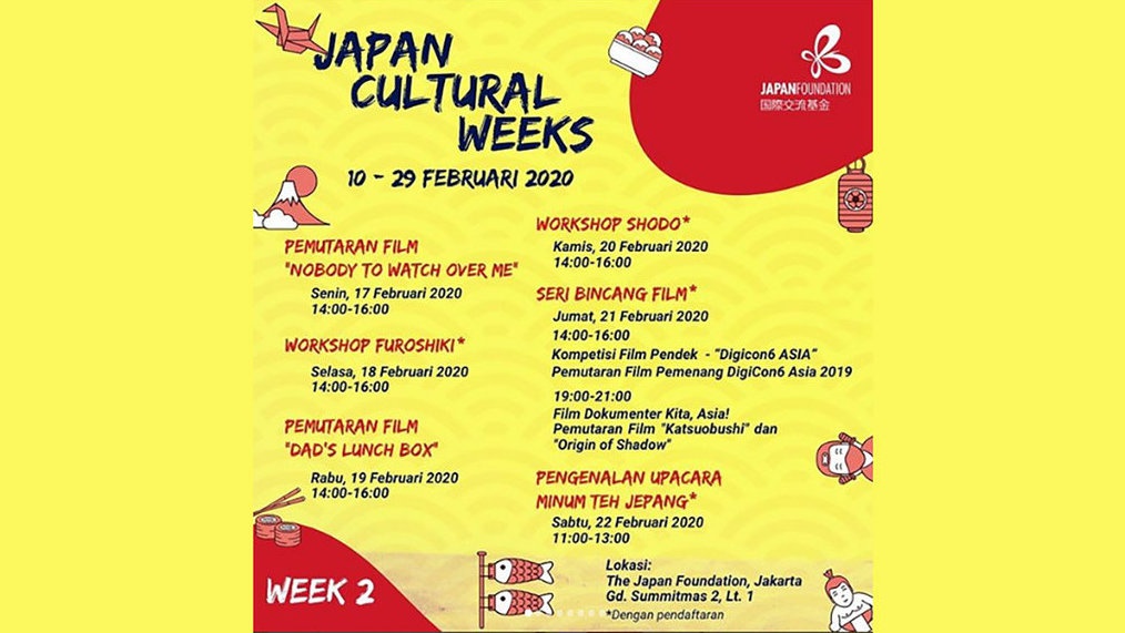 Jadwal Acara Japan Cultural Weeks Digelar Sampai 29 Februari Jadwal Acara Japan Cultural Weeks Digelar Sampai 29 Februari