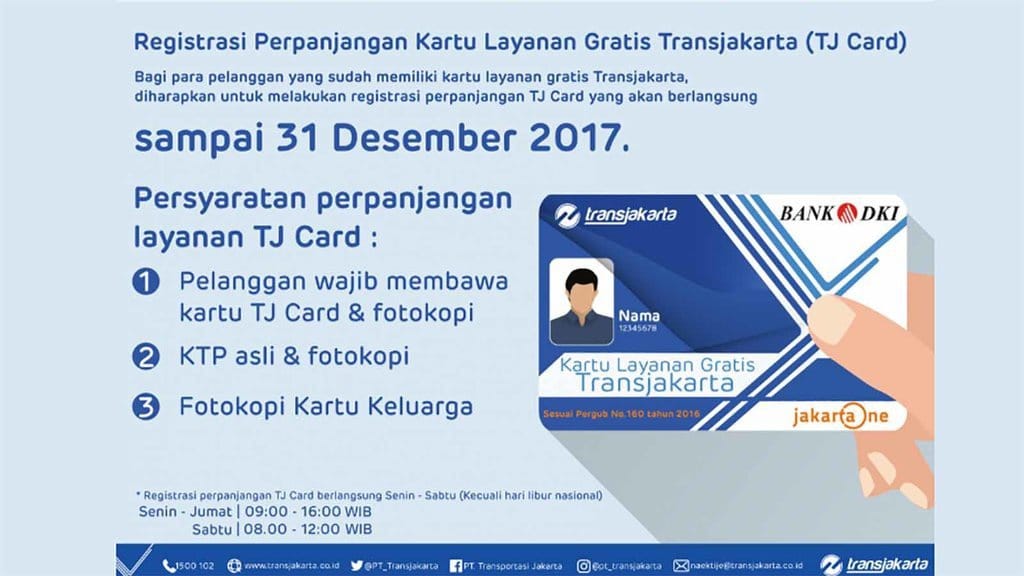 Cara Perpanjang Kartu Layanan Gratis Transjakarta TJ Card Cara Perpanjang Kartu Layanan Gratis Transjakarta TJ Card