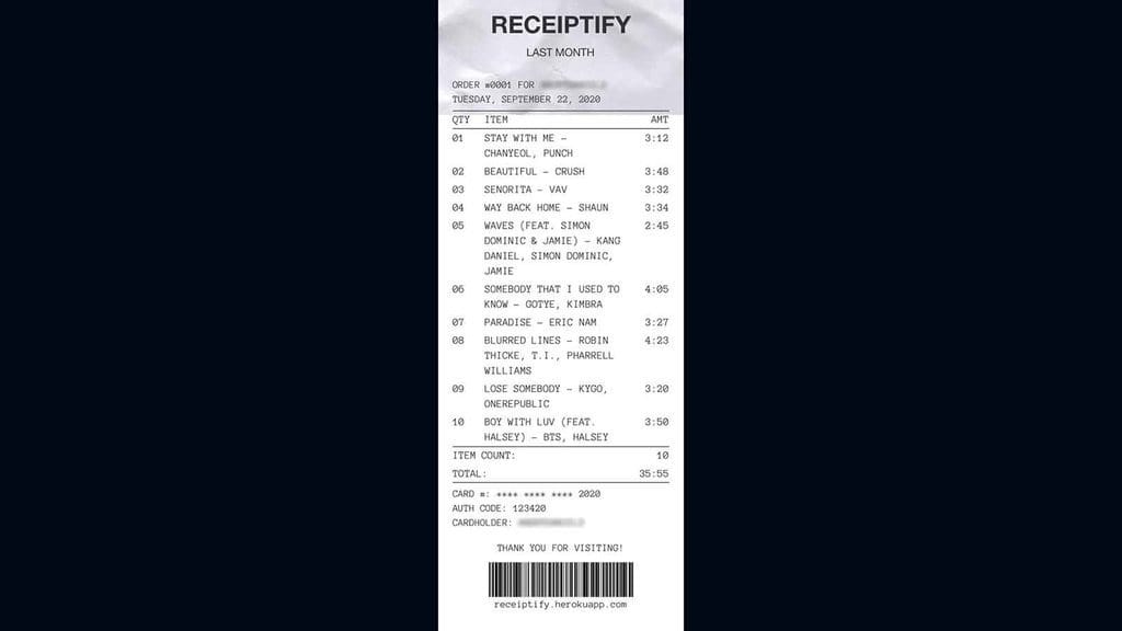 Cara Buat Receiptify Lagu Favorit di Spotify Mirip Struk Belanja Cara Buat Receiptify Lagu Favorit di Spotify Mirip Struk Belanja