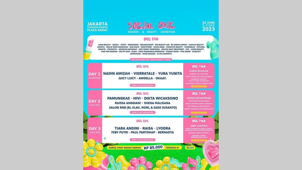 Link Tiket Festival Social Chic Jakarta 2023, Line Up & Harganya Link Tiket Festival Social Chic Jakarta 2023, Line Up & Harganya