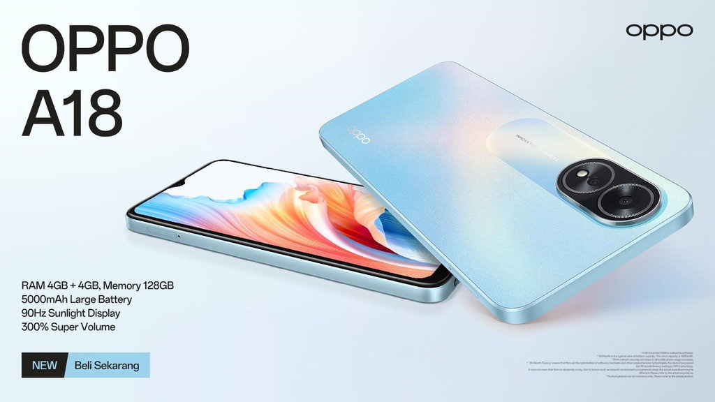 OPPO A18 Resmi Meluncur di Indonesia, Dibanderol Rp1,7 Jutaan OPPO A18 Resmi Meluncur di Indonesia, Dibanderol Rp1,7 Jutaan