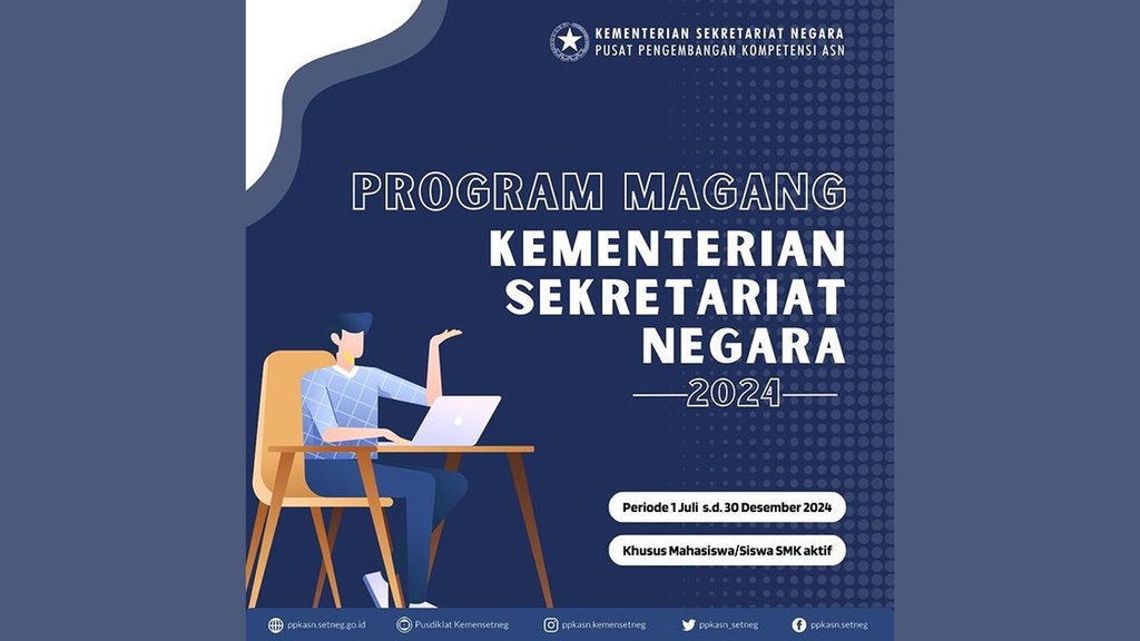 Lowongan Magang Kemensetneg 2024: Jadwal, Syarat, Cara Daftar Lowongan Magang Kemensetneg 2024: Jadwal, Syarat, Cara Daftar