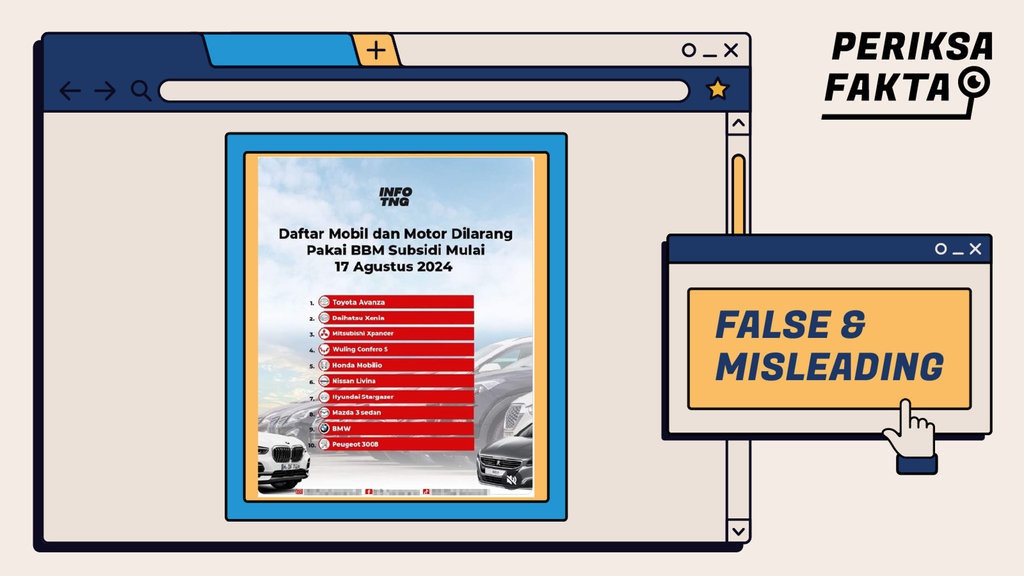 Tidak Benar Daftar Mobil yang Resmi Dilarang Pakai BBM Subsidi Tidak Benar Daftar Mobil yang Resmi Dilarang Pakai BBM Subsidi