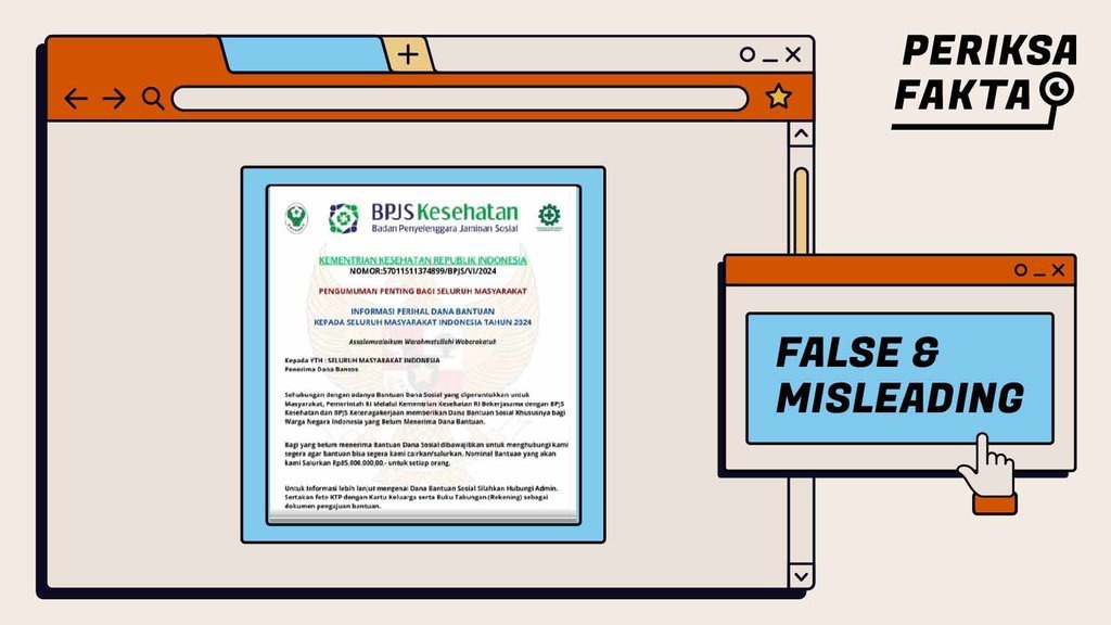 Hoaks, Pendaftaran Bantuan Dana dari Kemenkes dan BPJS Kesehatan Hoaks, Pendaftaran Bantuan Dana dari Kemenkes dan BPJS Kesehatan