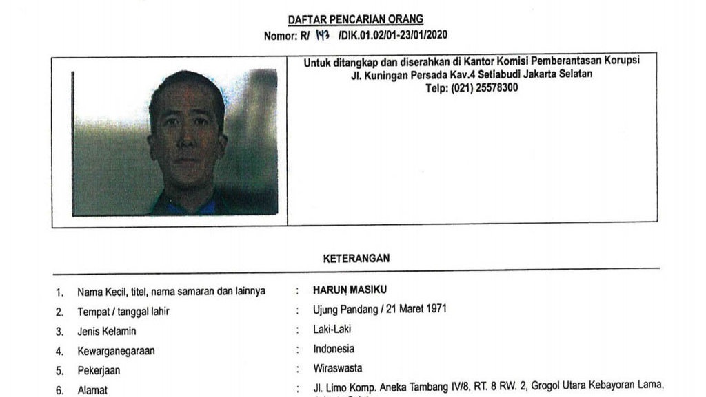 Imigrasi: KPK Tak Perpanjang Pencegahan Harun Masiku Sejak 2021 Imigrasi: KPK Tak Perpanjang Pencegahan Harun Masiku Sejak 2021