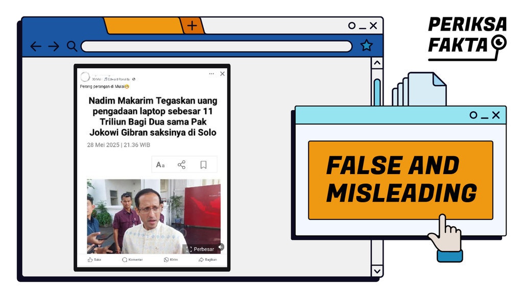 Hoaks Narasi Nadiem Bagi Dua Duit Korupsi Laptop dengan Jokowi Hoaks Narasi Nadiem Bagi Dua Duit Korupsi Laptop dengan Jokowi