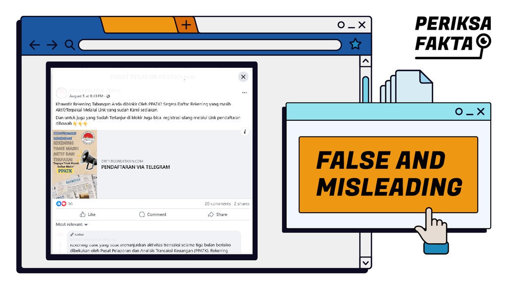 Hoaks Tautan Mencegah Rekening Terblokir PPATK di Media Sosial Hoaks Tautan Mencegah Rekening Terblokir PPATK di Media Sosial