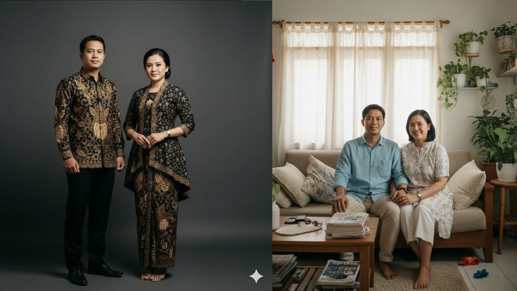 Kumpulan Prompt AI Foto Pasangan dengan Baju Sarimbit Batik Kumpulan Prompt AI Foto Pasangan dengan Baju Sarimbit Batik