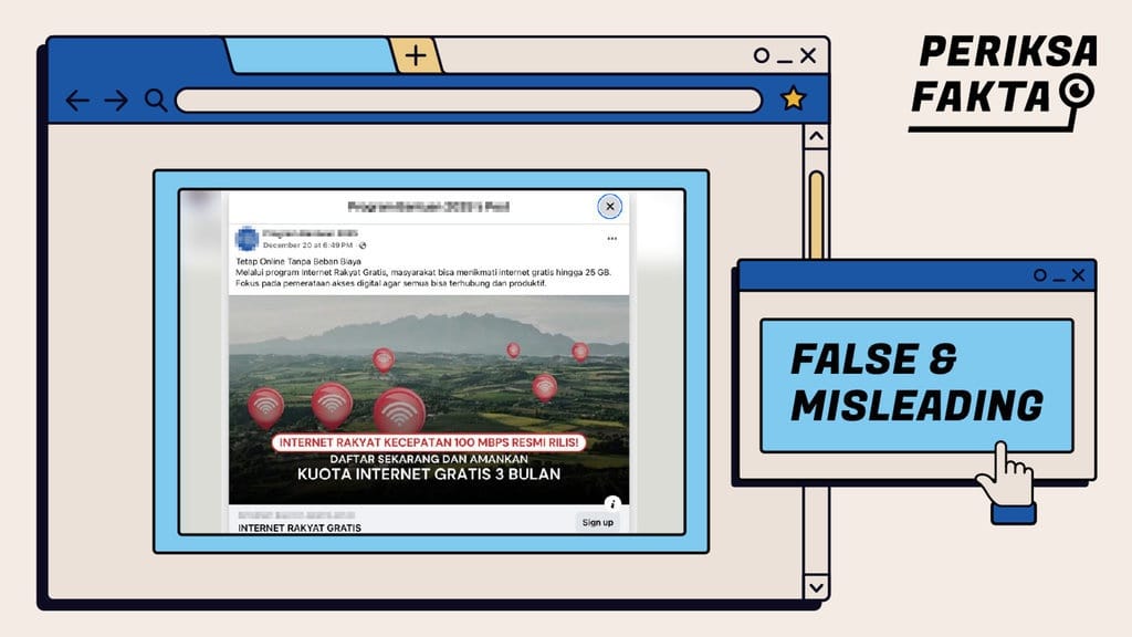 Hoaks Tautan Pendaftaran Internet Rakyat Gratis 25 GB 3 Bulan