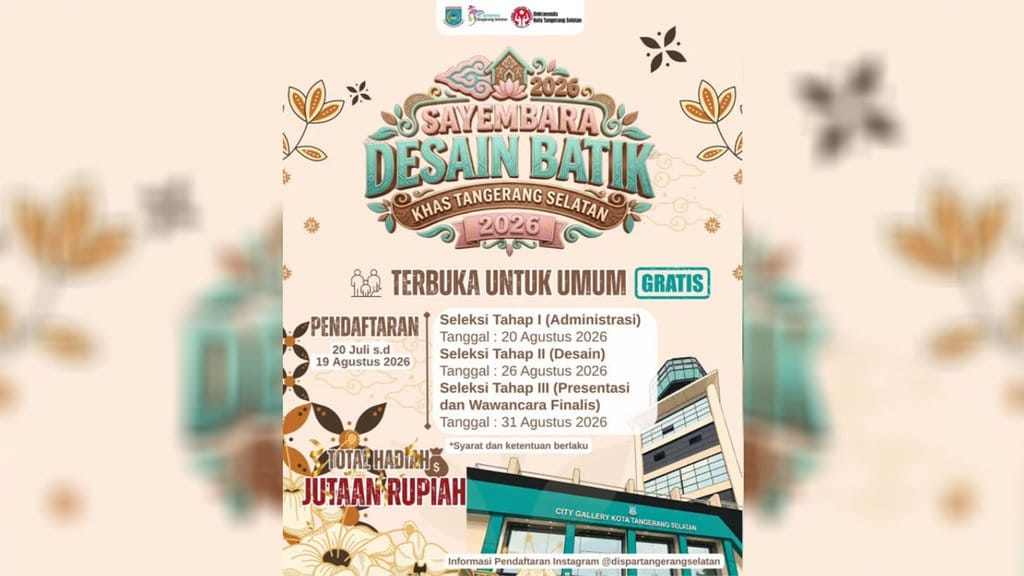 Sayembara Desain Batik Tangsel 2026 Dibuka, Hadiah Jutaan Rupiah Sayembara Desain Batik Tangsel 2026 Dibuka, Hadiah Jutaan Rupiah
