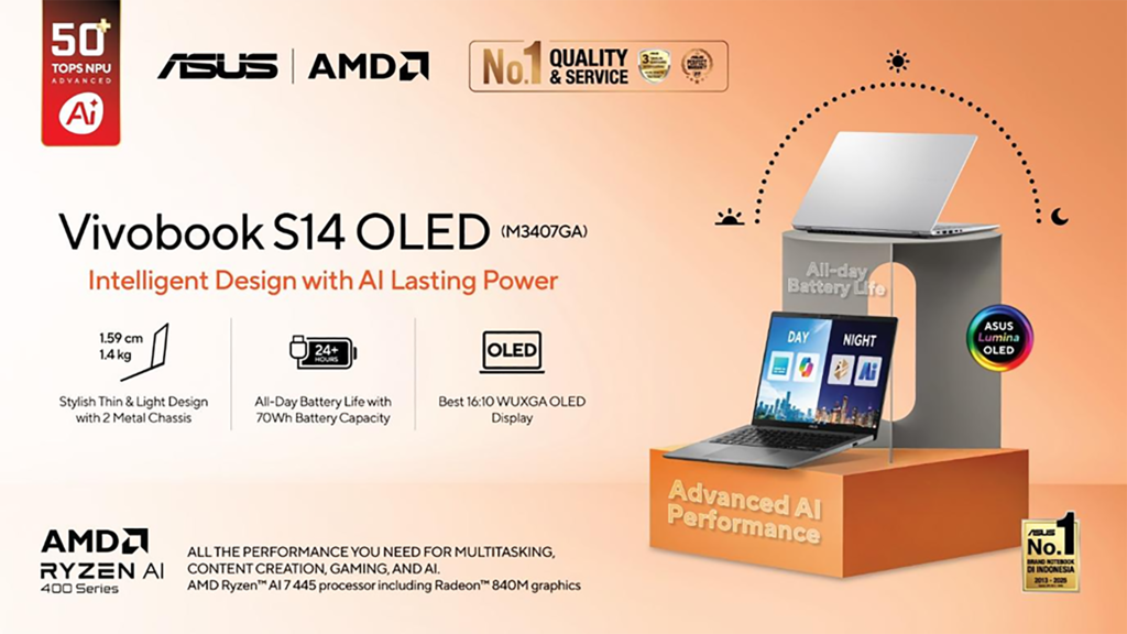 ASUS Vivobook S14 OLED (M3407GA): Performa Gahar & Baterai Awet ASUS Vivobook S14 OLED (M3407GA): Performa Gahar & Baterai Awet