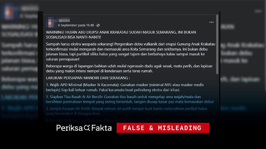 Hoaks, Abu Erupsi Anak Krakatau Telah Masuk ke Semarang, Jateng Hoaks, Abu Erupsi Anak Krakatau Telah Masuk ke Semarang, Jateng