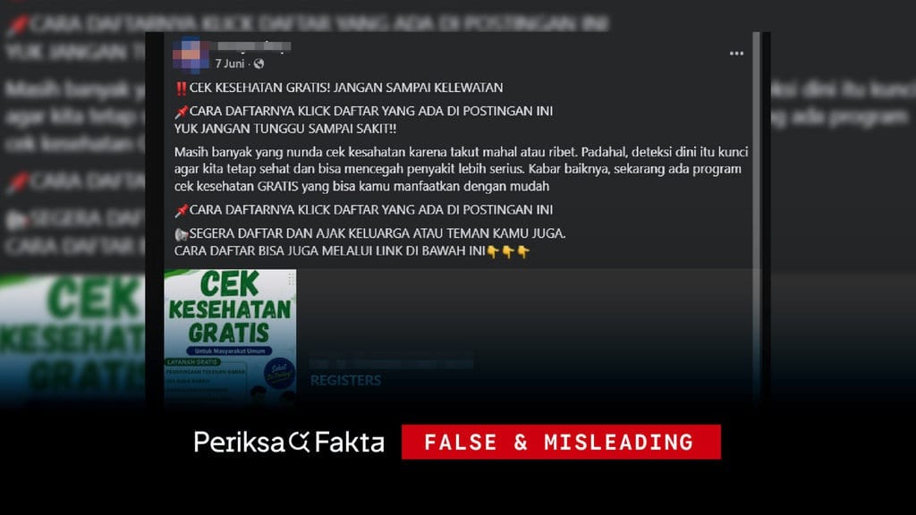 Hoaks, Tautan Link Pendaftaran Cek Kesehatan Gratis (CKG) Hoaks, Tautan Link Pendaftaran Cek Kesehatan Gratis (CKG)