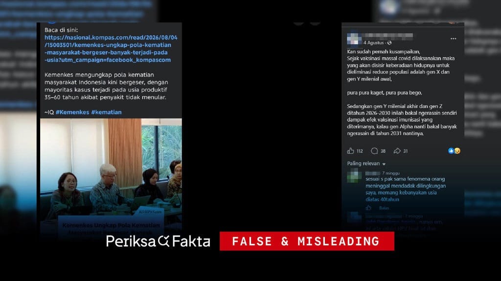 Keliru, Vaksin COVID Picu Depopulasi & Pergeseran Pola Kematian Keliru, Vaksin COVID Picu Depopulasi & Pergeseran Pola Kematian