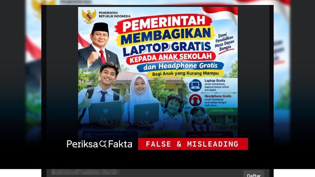 Hoaks, Tautan Daftar Laptop dan Headphone Gratis dari Pemerintah Hoaks, Tautan Daftar Laptop dan Headphone Gratis dari Pemerintah