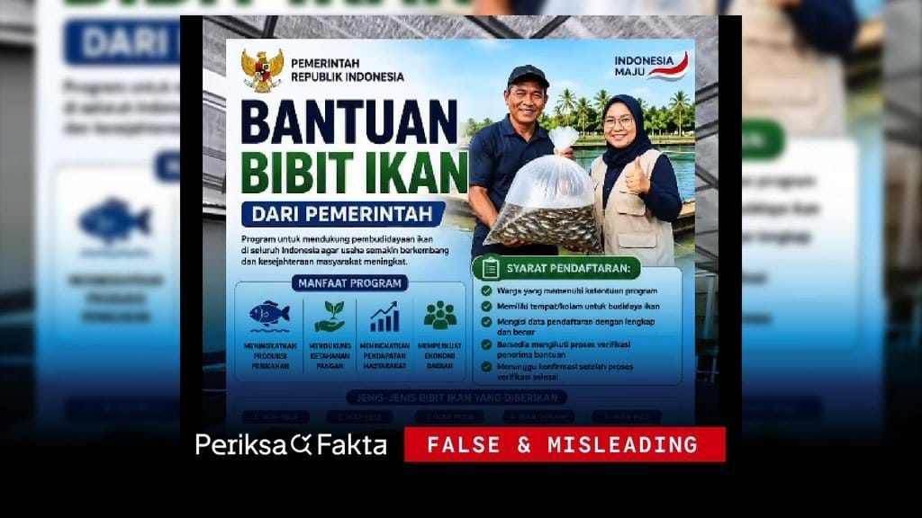 Tidak Benar, Link Pendaftaran Bantuan Bibit Ikan dari Pemerintah Tidak Benar, Link Pendaftaran Bantuan Bibit Ikan dari Pemerintah
