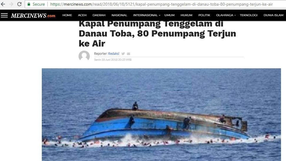 Hoaks Foto Peristiwa Tenggelamnya KM Sinar Bangun 