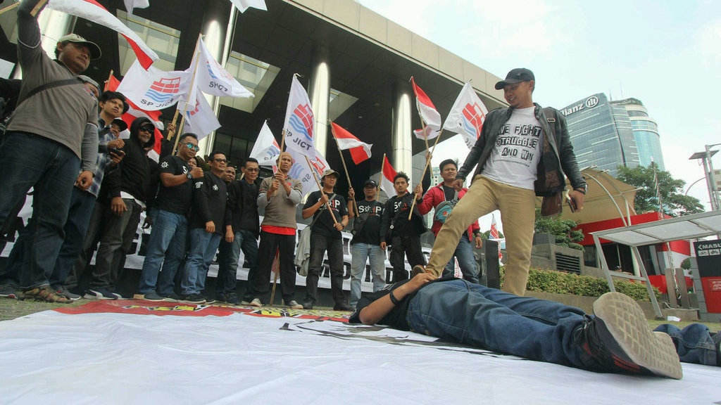 Aksi Serikat Pekerja JICT di KPK