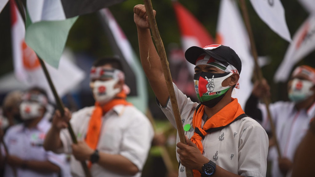 PKS Gelar Aksi Bela Palestina di Depan Kedubes AS