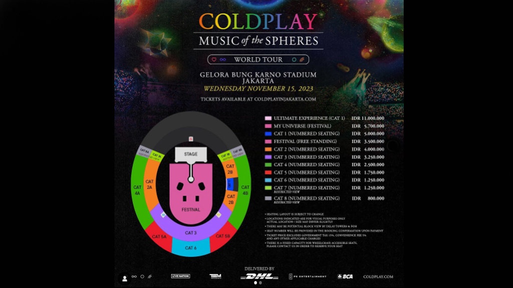Intip Besaran Harga Tiket Konser Coldplay Setelah Ditambah Pajak Intip Besaran Harga Tiket Konser Coldplay Setelah Ditambah Pajak