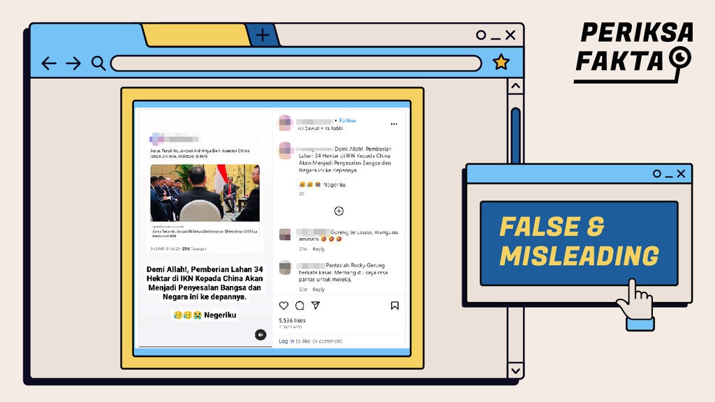 Hoaks Jokowi Berikan 34 Ribu Lahan IKN untuk Investor Tiongkok