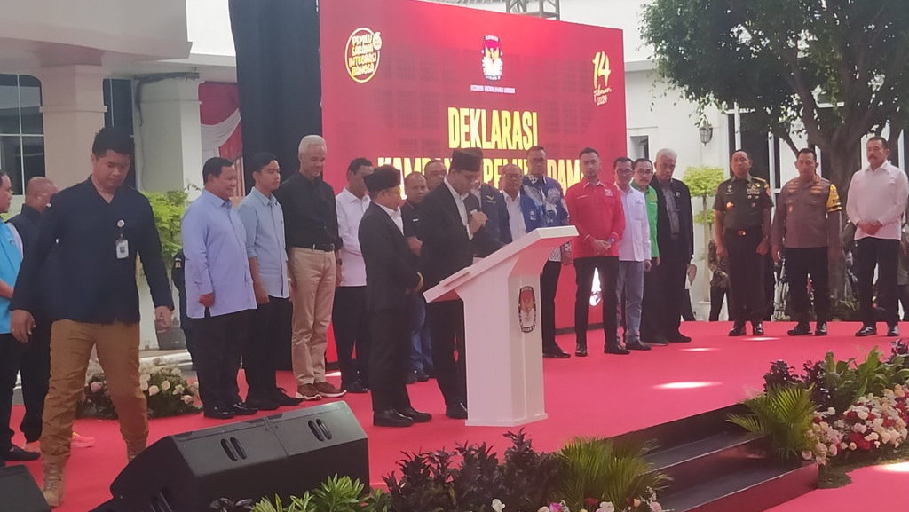 3 Capres-Cawapres Deklarasikan Kampanye Damai Pemilu 2024 di KPU