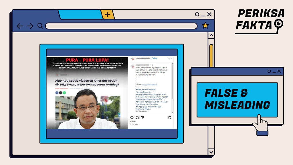 Videotron Anies Diturunkan Karena Uang Sewa, Apa Iya?