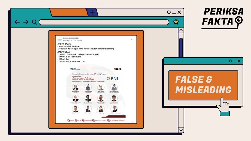 Hoaks Gebyar BNI Berhadiah Motor Honda PCX hingga Mobil Tesla