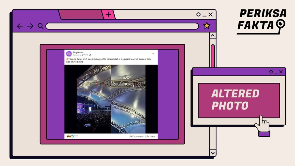Manipulasi Foto Fans Taylor Swift Panjat Atap Gedung Konser