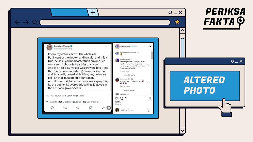 Hoaks Cuitan Donald Trump Soal Telinganya Hoaks Cuitan Donald Trump Soal Telinganya