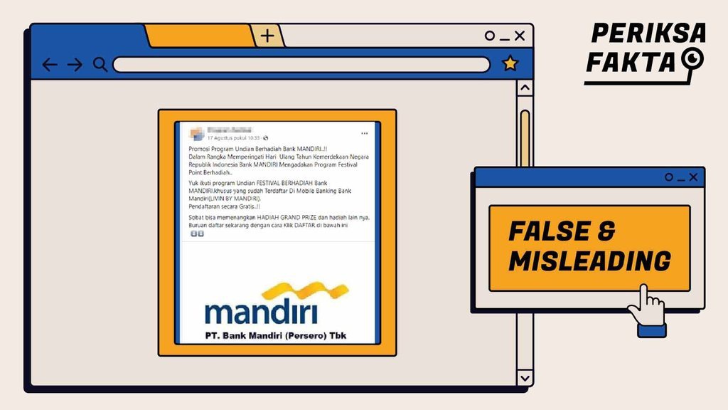 Hoaks Undian Berhadiah Bank Mandiri dalam Rangka HUT RI ke-79 Hoaks Undian Berhadiah Bank Mandiri dalam Rangka HUT RI ke-79