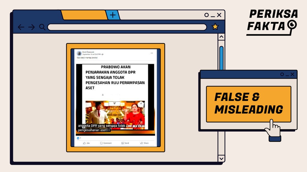 Hoaks Prabowo Penjarakan Orang yang Tolak RUU Perampasan Aset Hoaks Prabowo Penjarakan Orang yang Tolak RUU Perampasan Aset