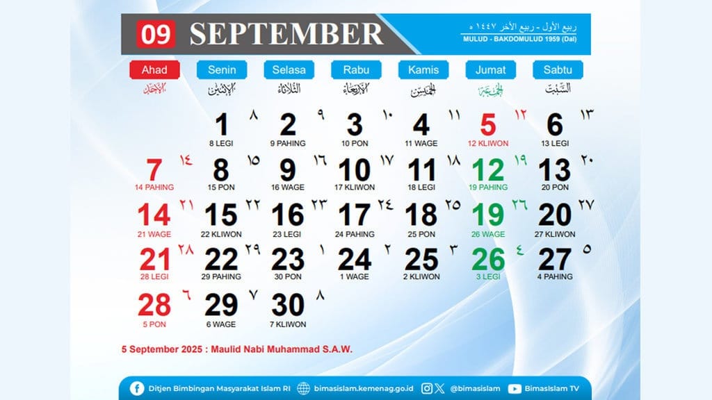 Kalender September 2025 Lengkap dengan Tanggal Merah Kalender September 2025 Lengkap dengan Tanggal Merah