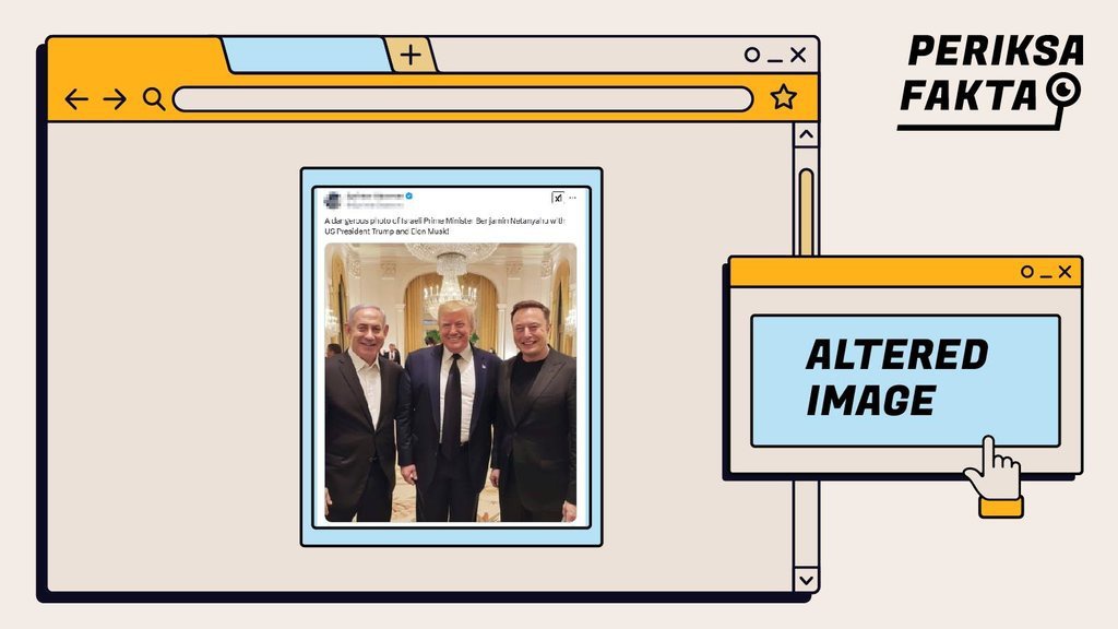 Manipulasi AI Foto Trump Bersama Netanyahu dan Elon Musk Manipulasi AI Foto Trump Bersama Netanyahu dan Elon Musk