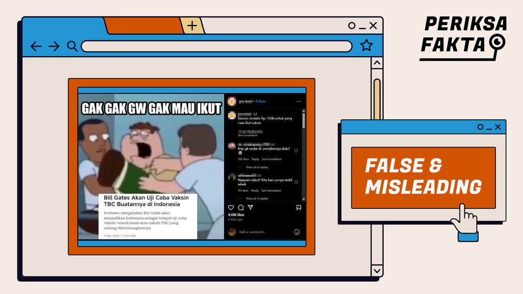 Hoaks Bansos Rp150 Ribu untuk Partisipan Vaksin TBC Bill Gates Hoaks Bansos Rp150 Ribu untuk Partisipan Vaksin TBC Bill Gates