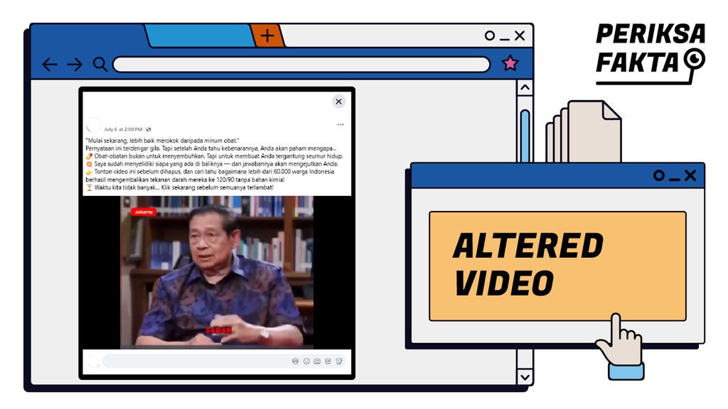 Hoaks Video SBY Mengatakan Merokok Lebih Baik dari Minum Obat