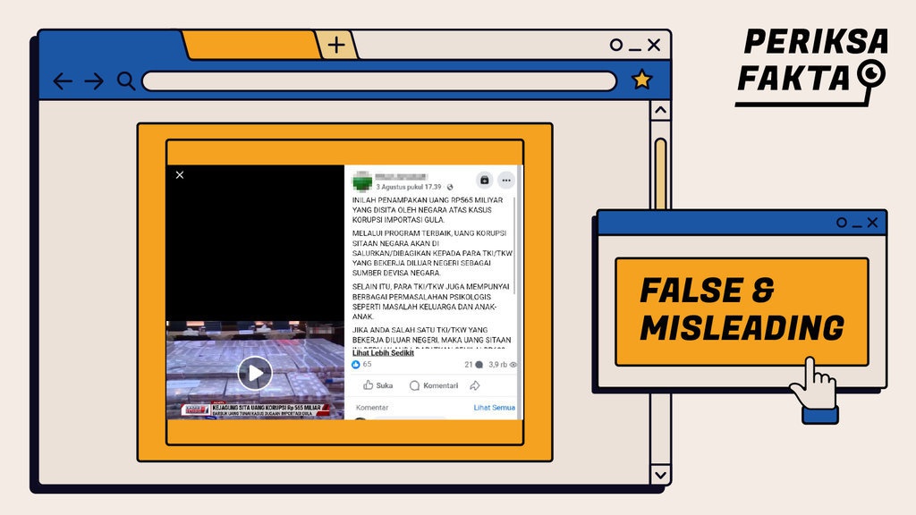 Salah, Video Uang Sitaan Korupsi Gula Dibagikan untuk TKI Salah, Video Uang Sitaan Korupsi Gula Dibagikan untuk TKI