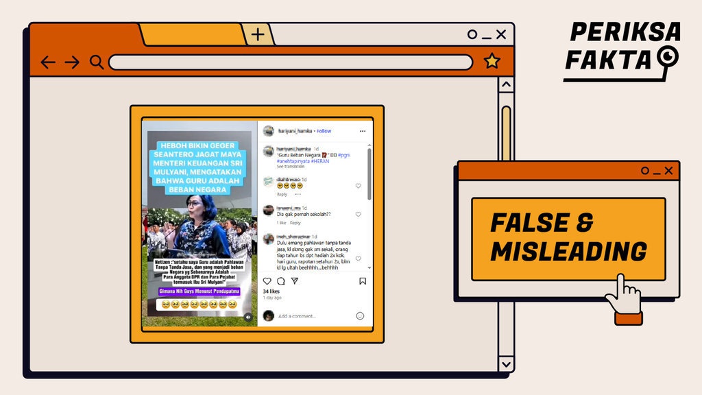 Tidak Benar Video Sri Mulyani Sebut Guru Beban Negara