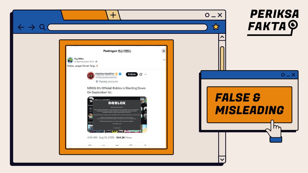 Hoaks Roblox Akan Ditutup Permanen Pada 1 September 2025 Hoaks Roblox Akan Ditutup Permanen Pada 1 September 2025