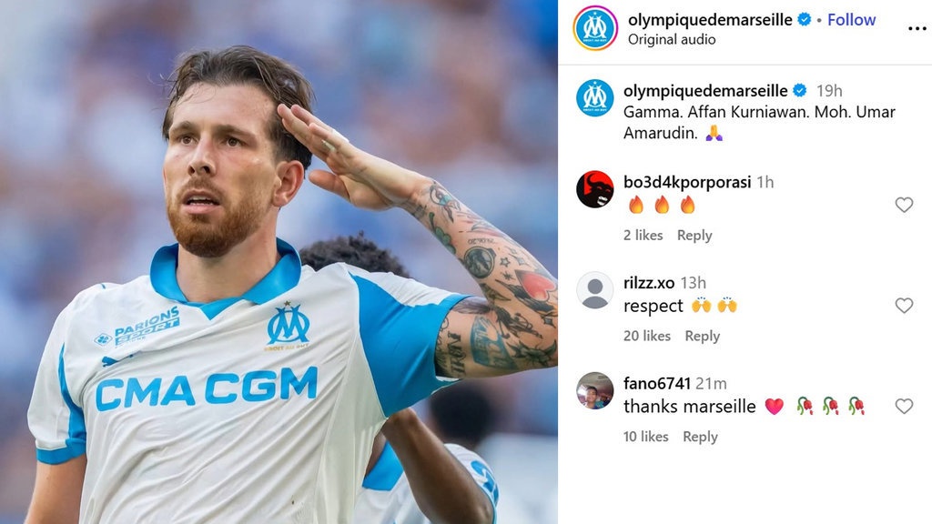 Penghormatan Marseille untuk Affan, Umar, & Gamma Penghormatan Marseille untuk Affan, Umar, & Gamma