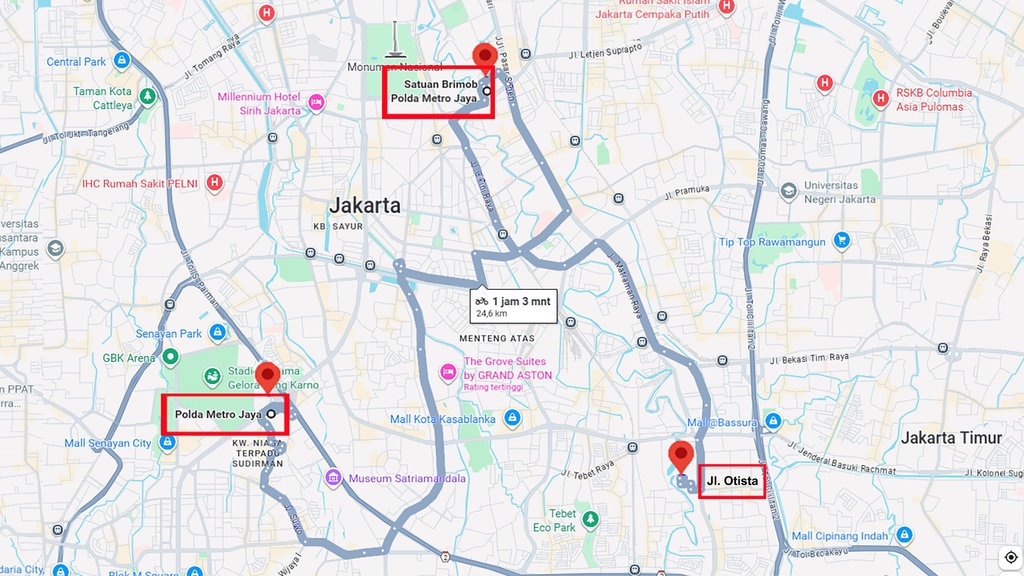 Peta Area Demo Hari Ini di Jakarta: Polda Metro-Mako Brimob