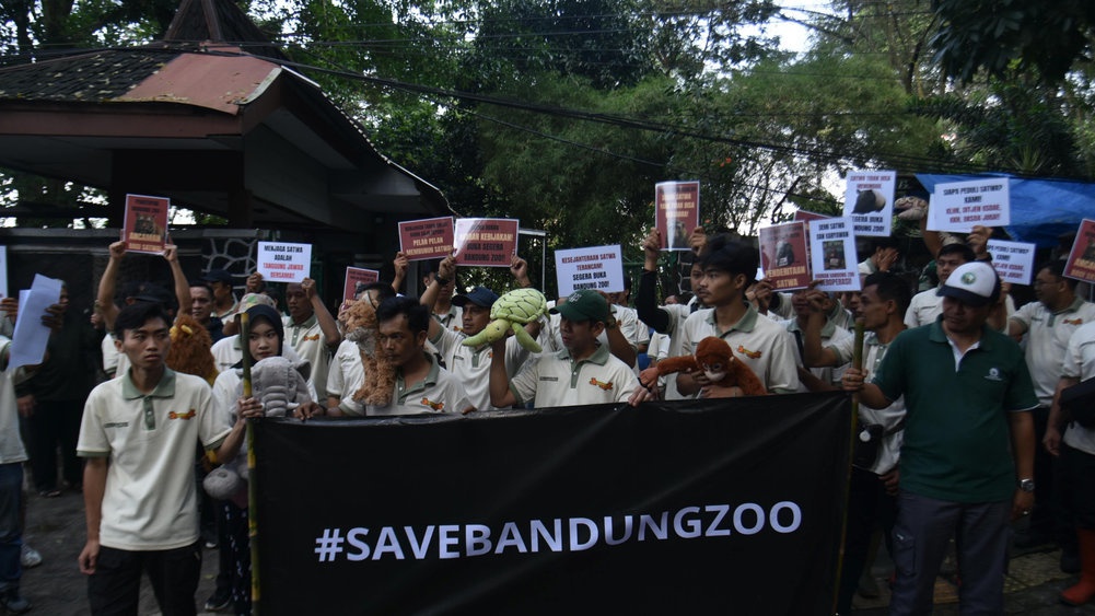 Serikat Pekerja Gelar Aksi Damai Desak Bandung Zoo Buka Kembali