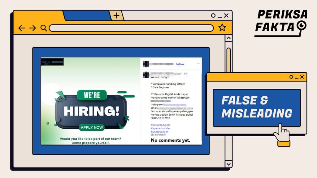 Hoaks Lowongan Pekerjaan Mencatut PT Bersama Digital Data Center Hoaks Lowongan Pekerjaan Mencatut PT Bersama Digital Data Center