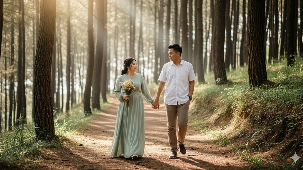 5 Prompt AI Foto Prewedding di Alam: Pantai, Gunung, dan Hutan