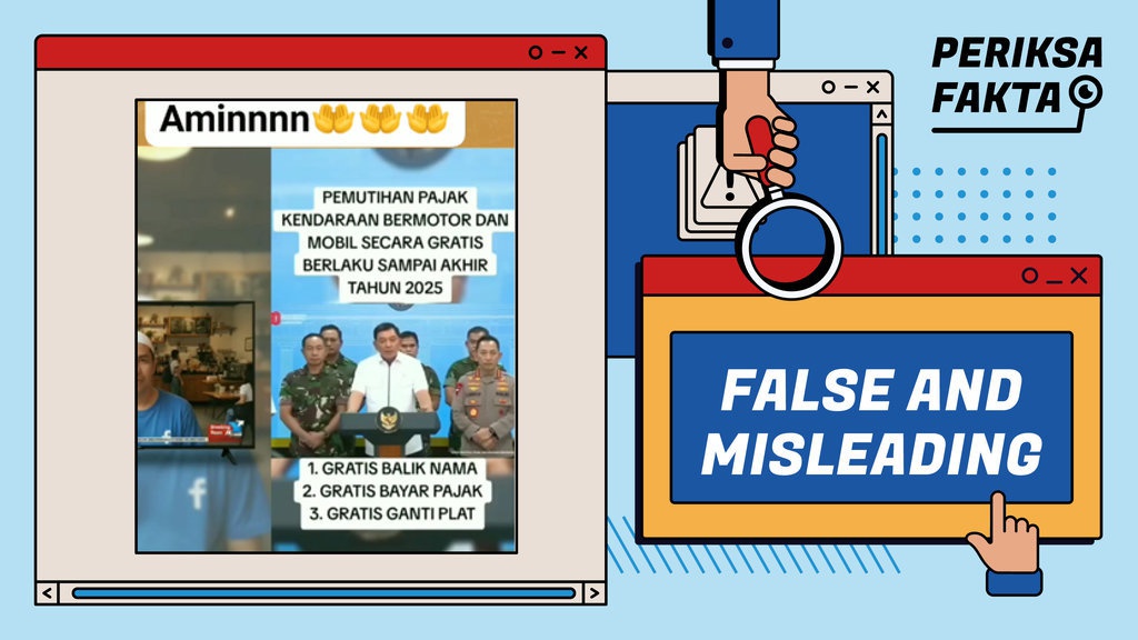 Hoaks Menhan Sjafrie Umumkan Kebijakan Pajak Kendaraan Gratis Hoaks Menhan Sjafrie Umumkan Kebijakan Pajak Kendaraan Gratis