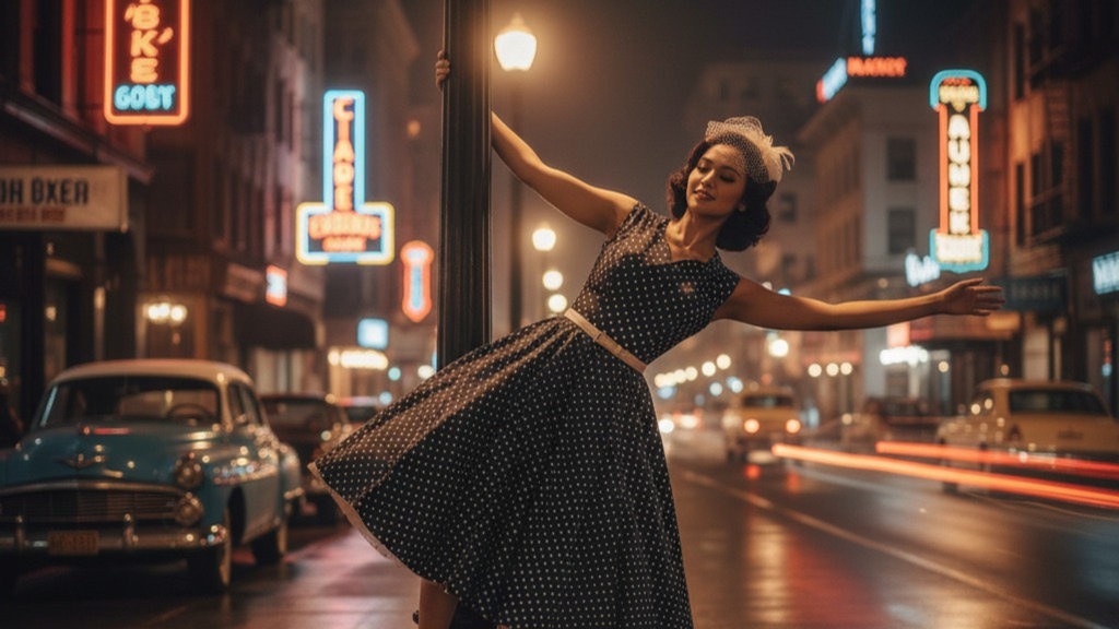 5 Contoh Prompt AI Gemini Foto Potret Retro di Jalan Kota Malam