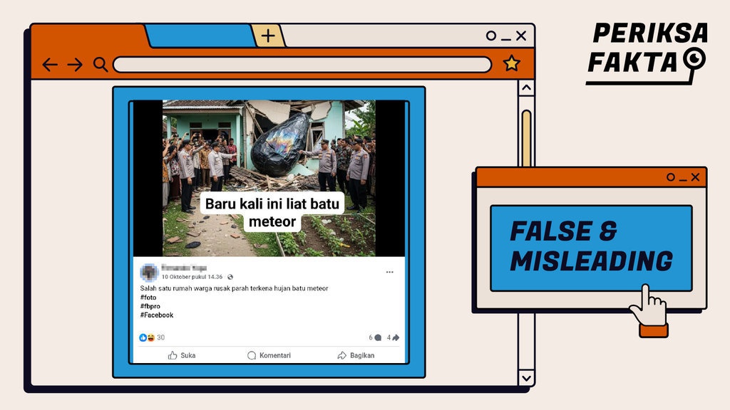 Foto Rumah Warga Tertimpa Meteor Hasil Rekayasa AI Foto Rumah Warga Tertimpa Meteor Hasil Rekayasa AI