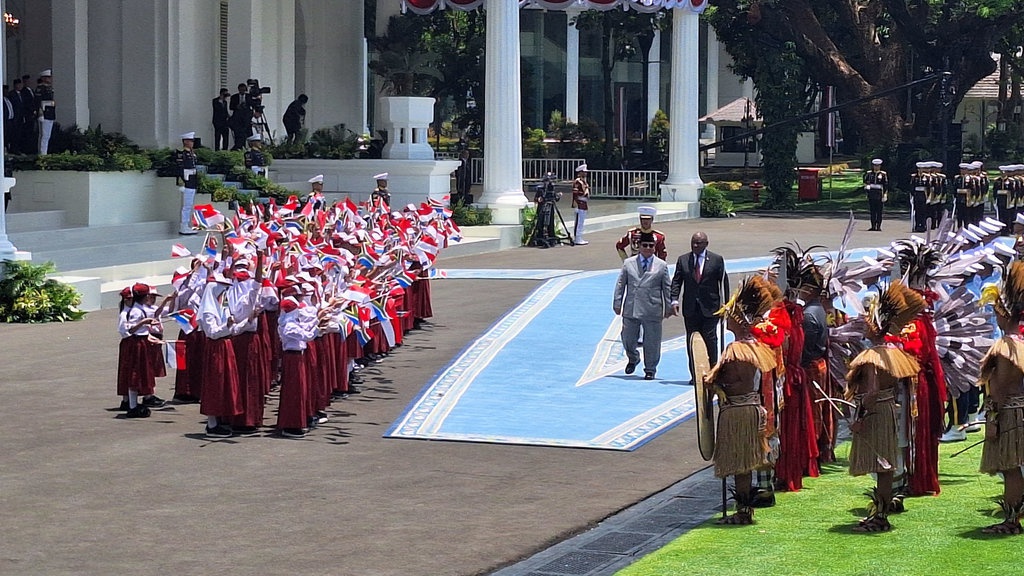 Tiba di Istana, Presiden Afrika Selatan Disambut Prabowo Tiba di Istana, Presiden Afrika Selatan Disambut Prabowo