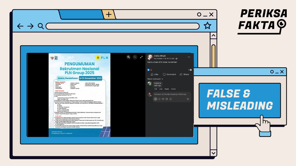 Hoaks Rekrutmen Nasional PLN Beredar di Media Sosial Hoaks Rekrutmen Nasional PLN Beredar di Media Sosial