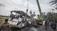 Bus Damri Jatinangor Terbakar Karena Korslet di Panel Mesin Kemudi 